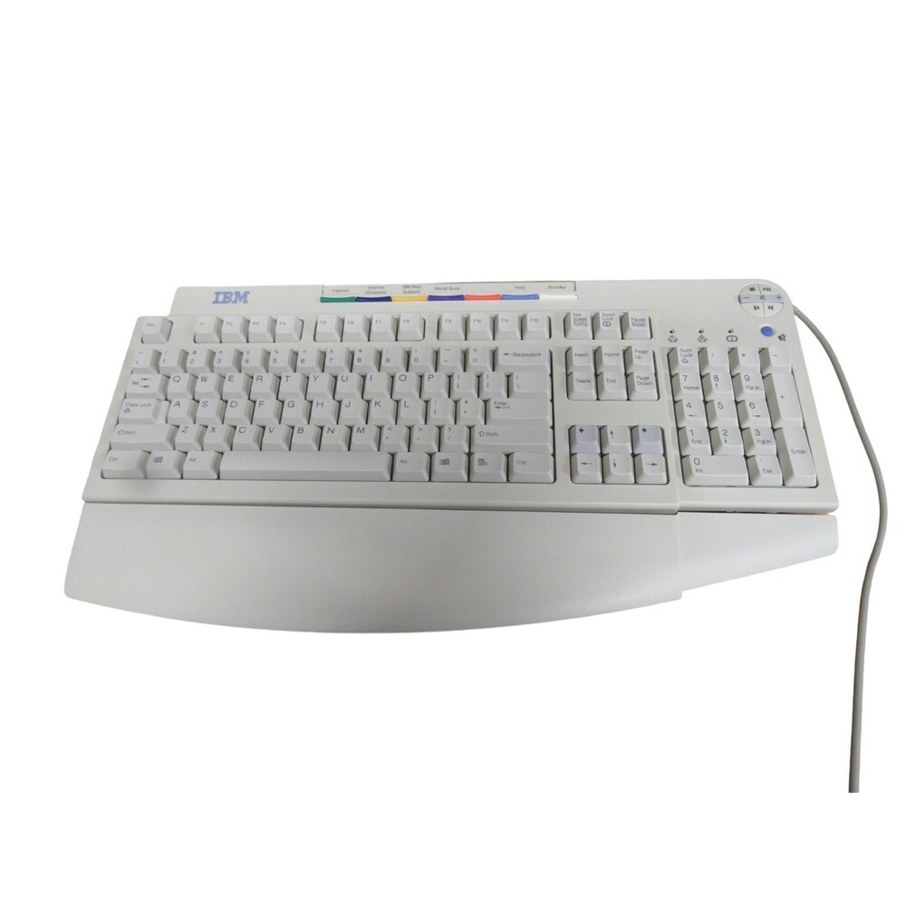 IBM KB-9930 White PS 2 Multimedia PC Keyboard Vintage - NOS w/ Box & Hand Rest